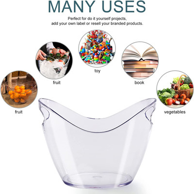 Plastic Oval Storage Party Beverage 5 Liter Ice Buckets For Beer Bottle
