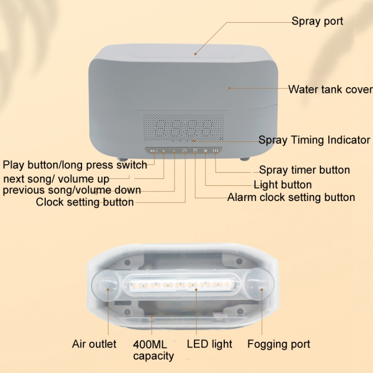 HOMEFISH DC 24V Night Light Flame Effect Humidifier With Bluetooth
