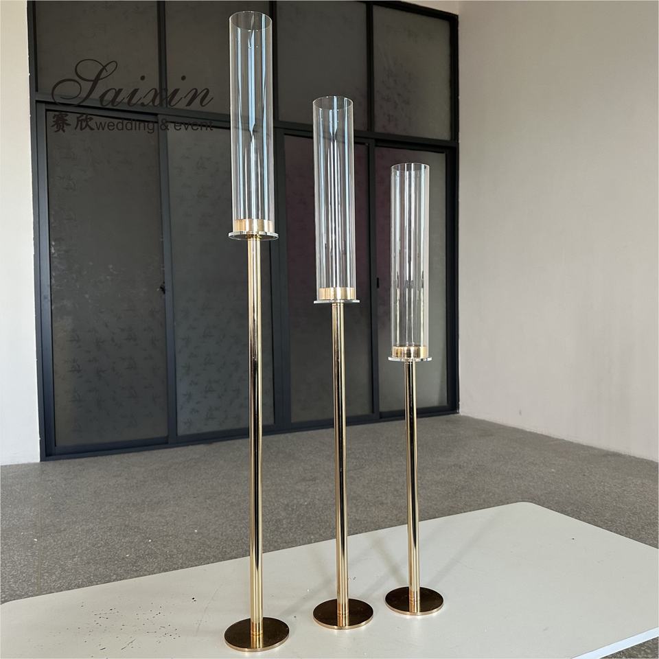 Metal Gold Wedding Candle Holder centerpieces Tall Candlestick Holder Taper 90CM