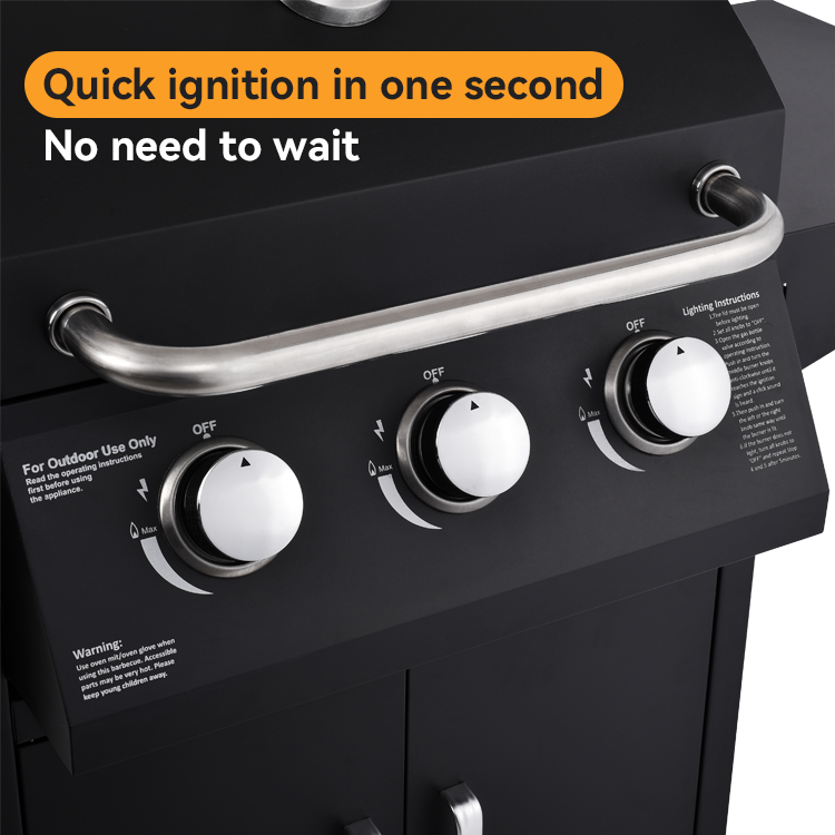 48*41cm Cooking Area Rotary Smokeless Natural Gas Grill with Side Shelf 35.5*42.5cm*2