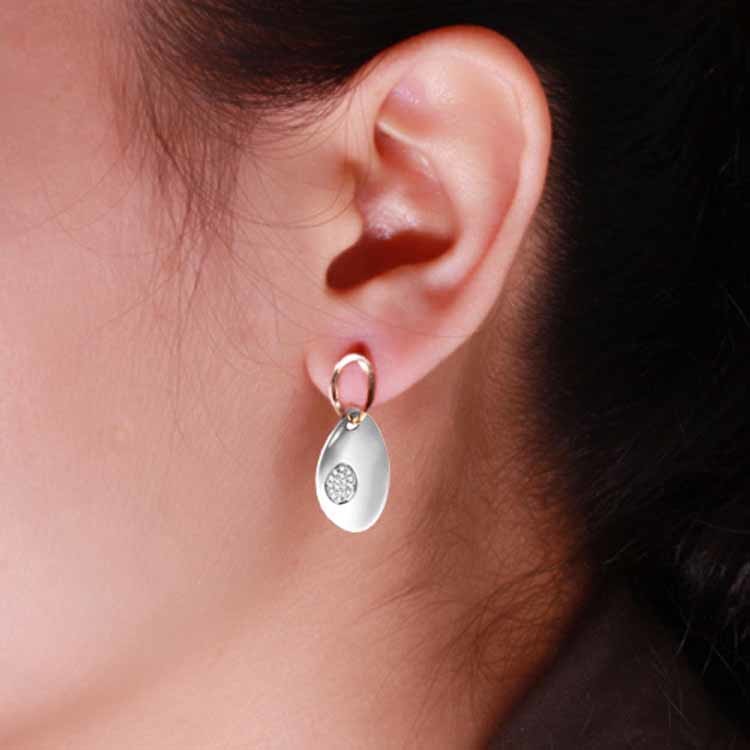 New Design Daimonds Rose Gold White Gold Two Tone Dangle Earrings(GDE018)