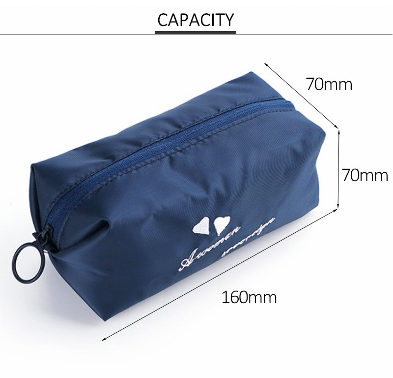Custom Polyester Cosmetics Makeup Bag Pure Color Pink Wash Bag