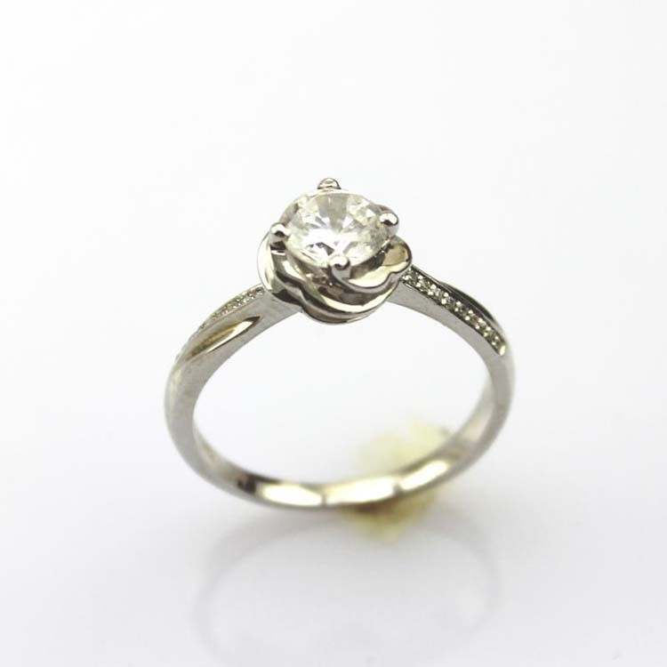 Sterling Silver Engagement Ring with 6mm Blue Topaz Cubic Zirconia(F84)