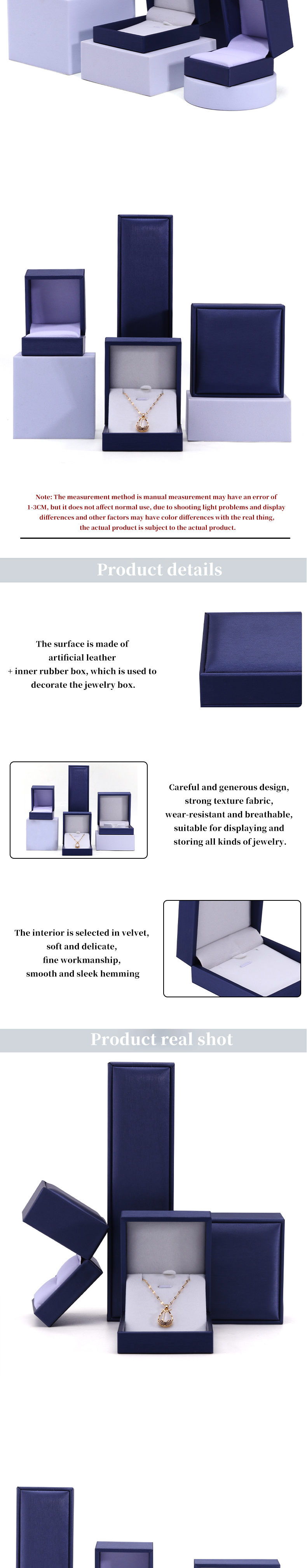 Brush Finishing Soft Faux Leather Jewelry Storage Box Package for Rings Pendant