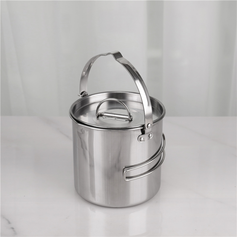 Stainless Steel Outdoor Camping Pot Set Backpacking Cookout Picnic Cookware