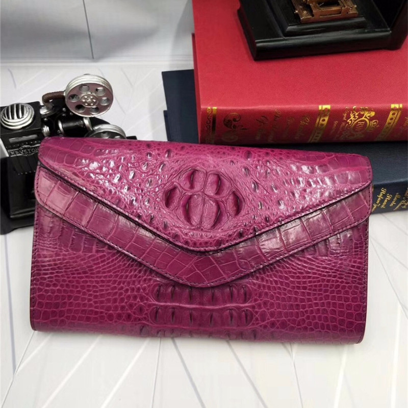 Fashion Genuine Crocodile Skin Female Women Small Envelop Purse Real Alligator Leather Ladies Single Cross Shoulder Bag