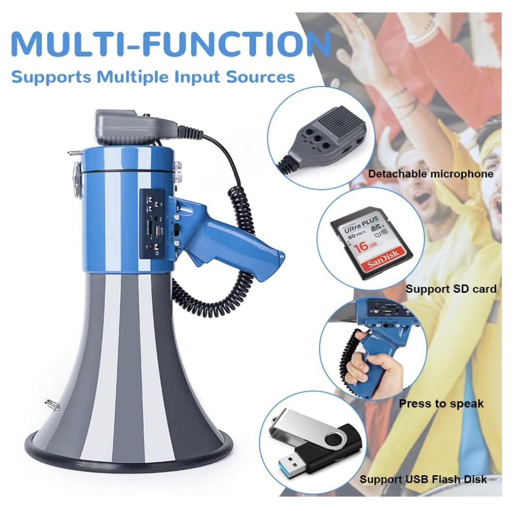 Whistle Switch Army Military Megaphone 6V Speaker Portable 300m Range