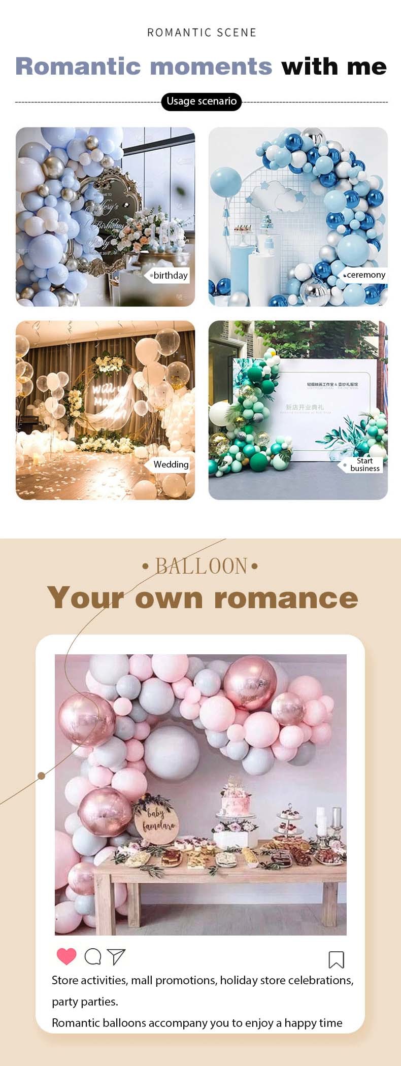Pink Blue Gold Balloon Arch Kit for Birthday Party Wedding Baby Shower Decoration Supplies