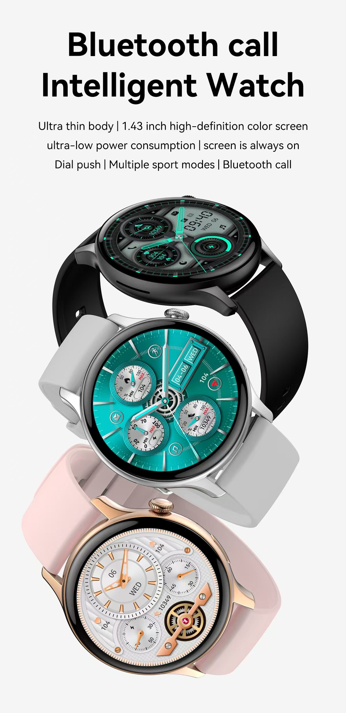 HK85 Smart Watch 1.43 Inch Screen BT Calling Smart Watch Blood Pressure Heart Rate Monitor