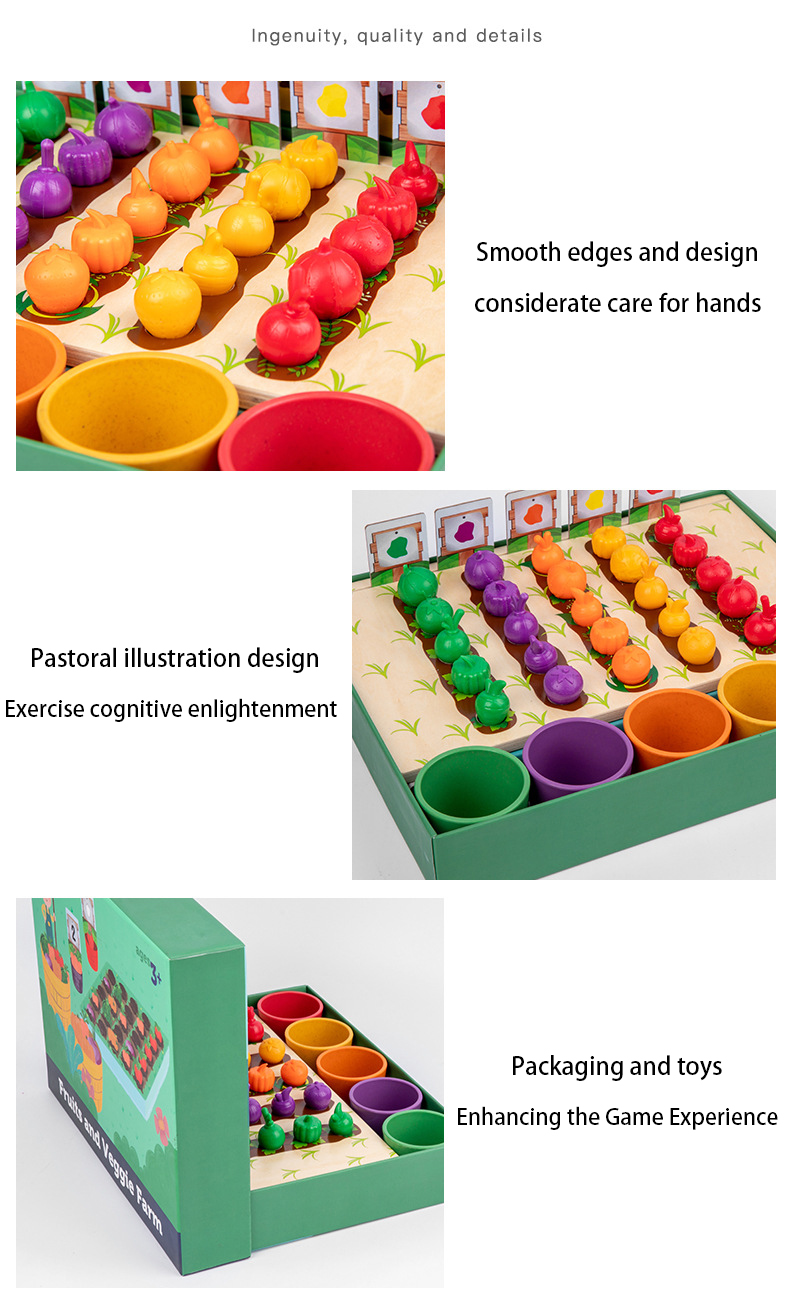 Simulate Farm Kids Wooden Toys Fruits Vegetables Harvest Grow Toys