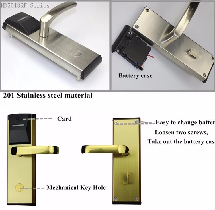 Stainless Steel Electronic Card Key Door Lock / RFID Access Control Door Lock