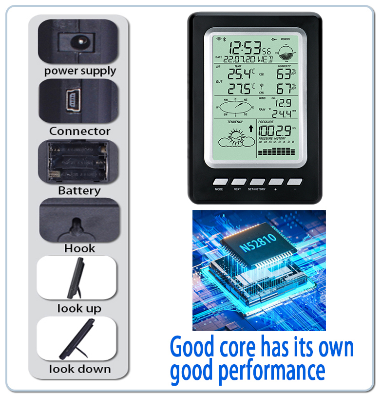 Outdoor Home Wireless Smart Weather Station With LCD Display And Weather Monitoring