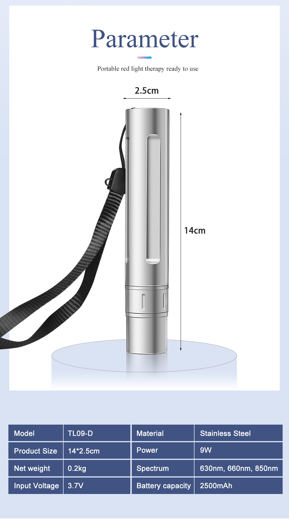 Portable Red Light Therapy Flashlight 850nm Handheld Medical Lamp 630nm 660nm