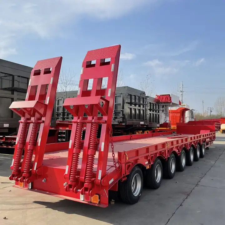 100Ton 40’ Lowbed Semi Trailer Transport Flatbed Container Gooseneck Excavator