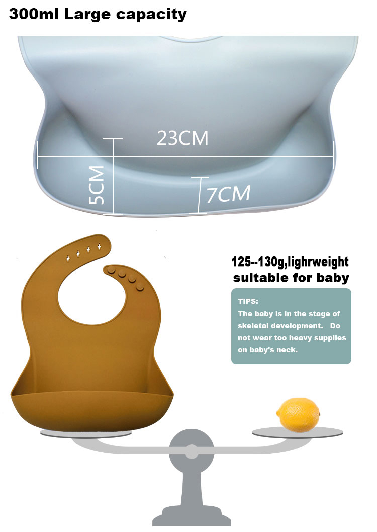 OEM Custom Adjustable Length Silicone Baby Bib With Food Catcher