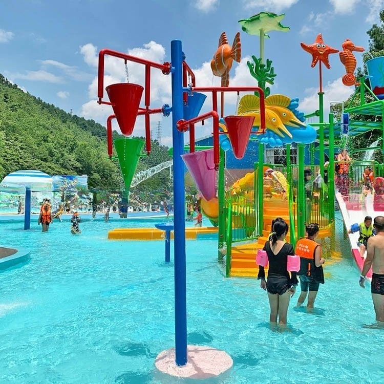 Family Interactive Water Park Spray Water House Slide Equipment