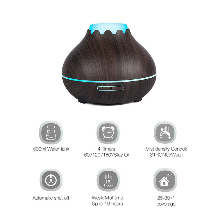 Ultrasonic Atomizer Office Household Air Purifier Wood Grain Aromatherapy Diffuser