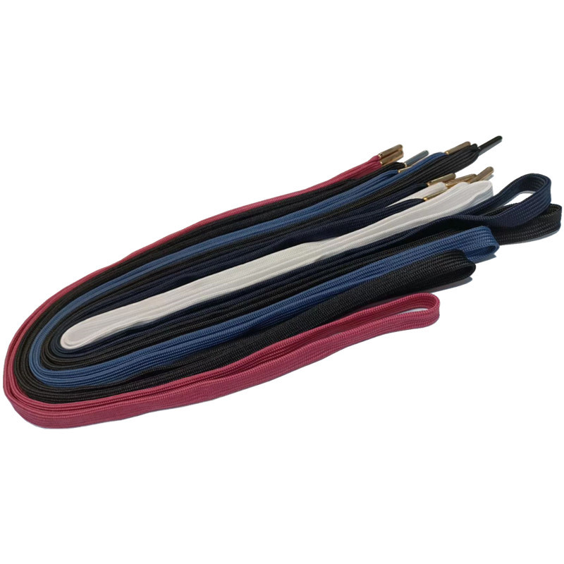 Black Red Polyester Cord Shoe Laces With Metal Tips Custom Made