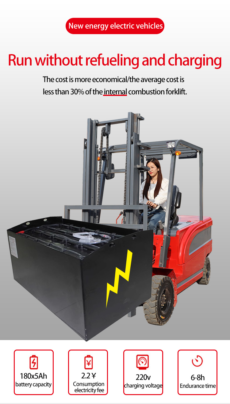 2.0 Ton Small Electric Forklift Truck With DC Motor And 2500kg Loading Capacity Full Outdoor Electric Forklift