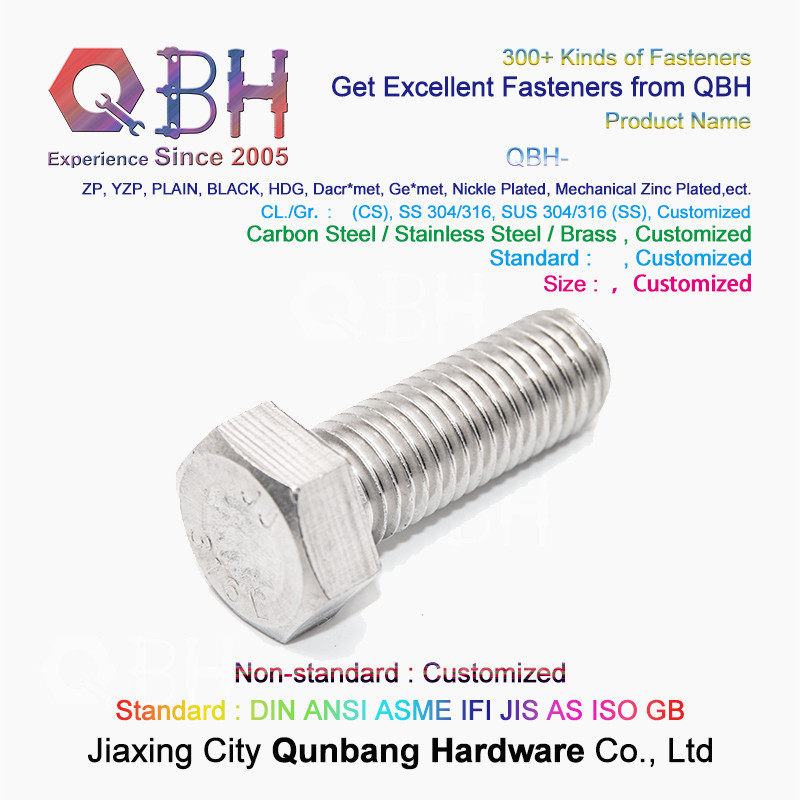304 M2-M20 Steel Hex Bolt Plain Surface Treatment