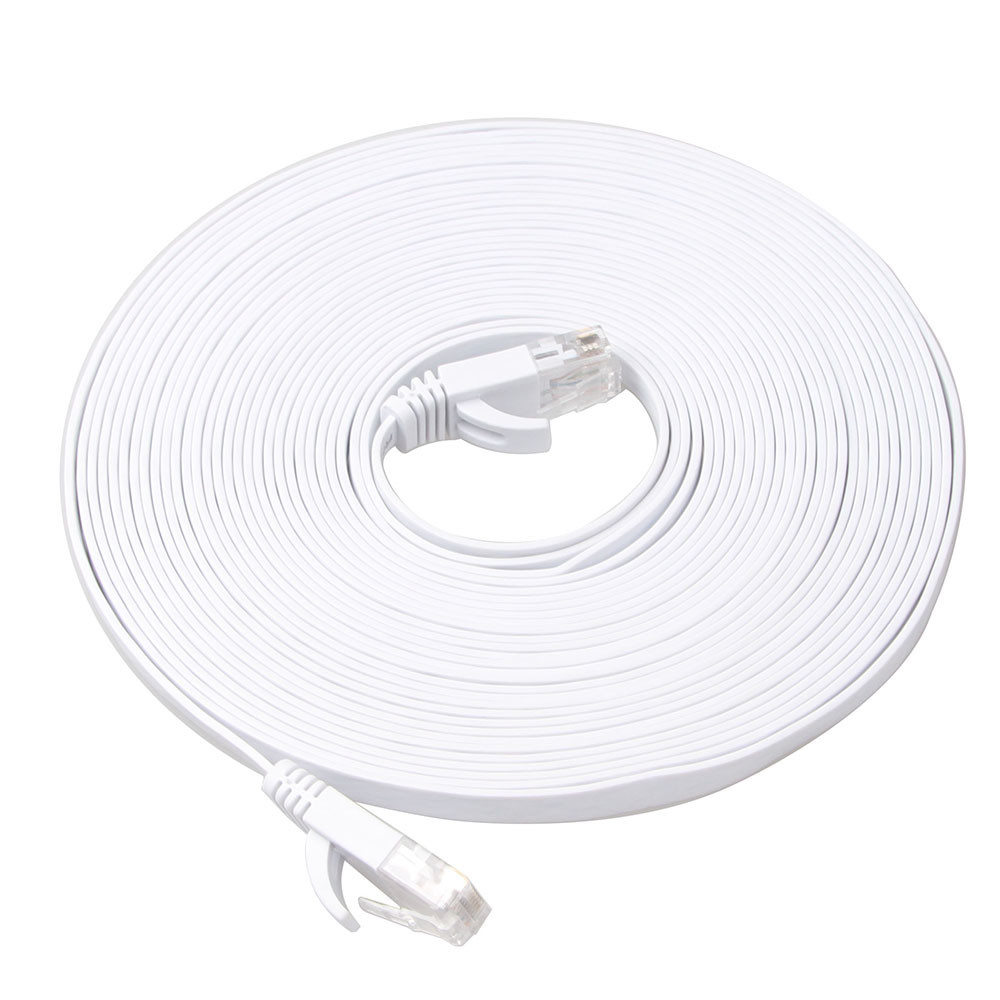 Outdoor Indoor Cat6 Patch Cord 100 Ft 10Gbps Slim Flat Durable