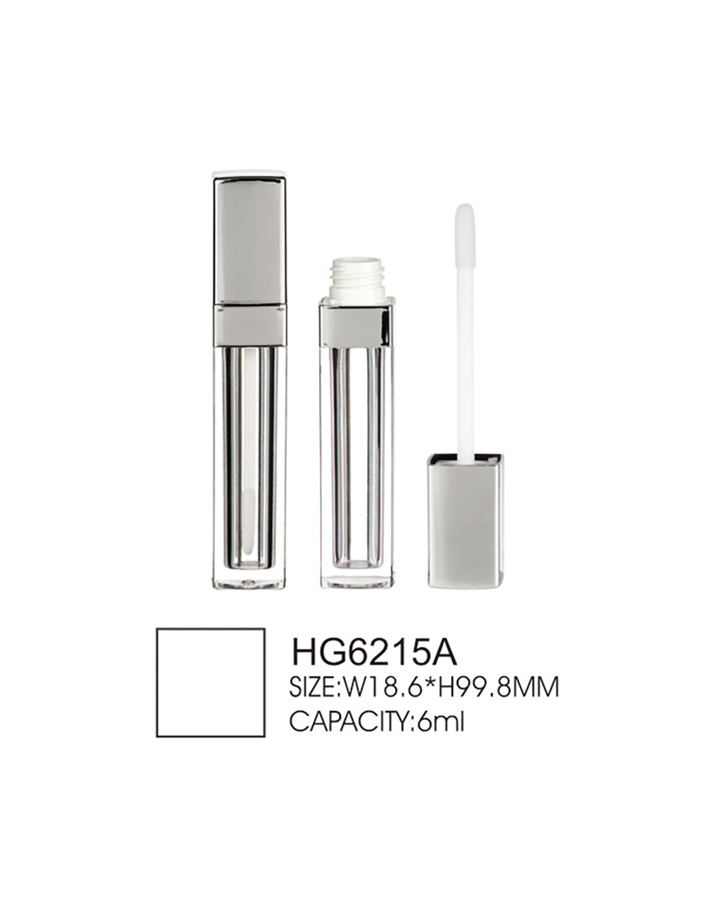 6ml Creative Lipgloss Tubes Square Cap Clear Lip Gloss Bottles