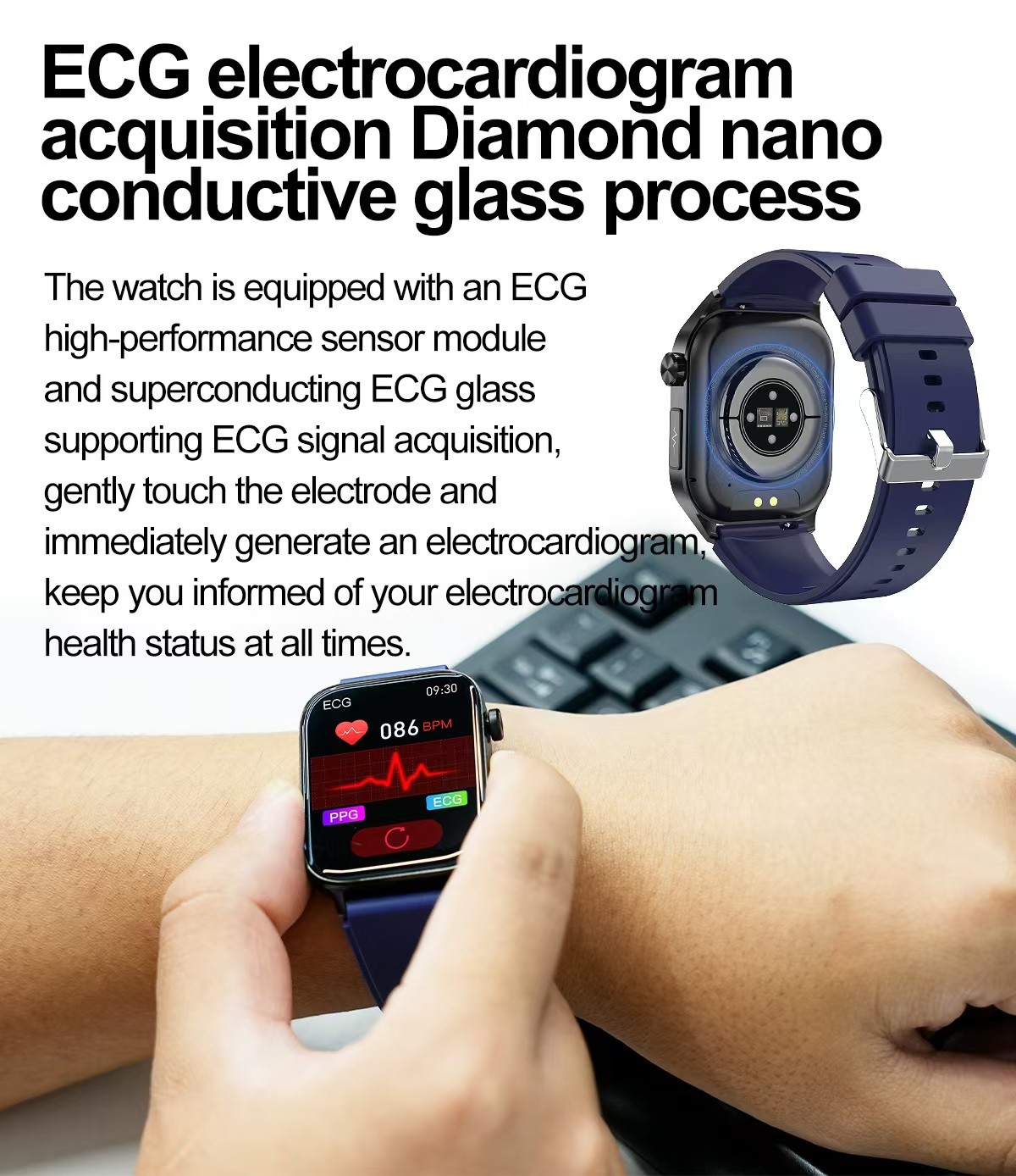 ET580 Smart Watch 2.04 Inch AMOLED SOS Heart Rate Uric Acid BML Smartwatch