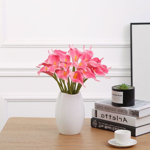 Artificial Purple White Calla Lily And Thistle Bouquet 36cm