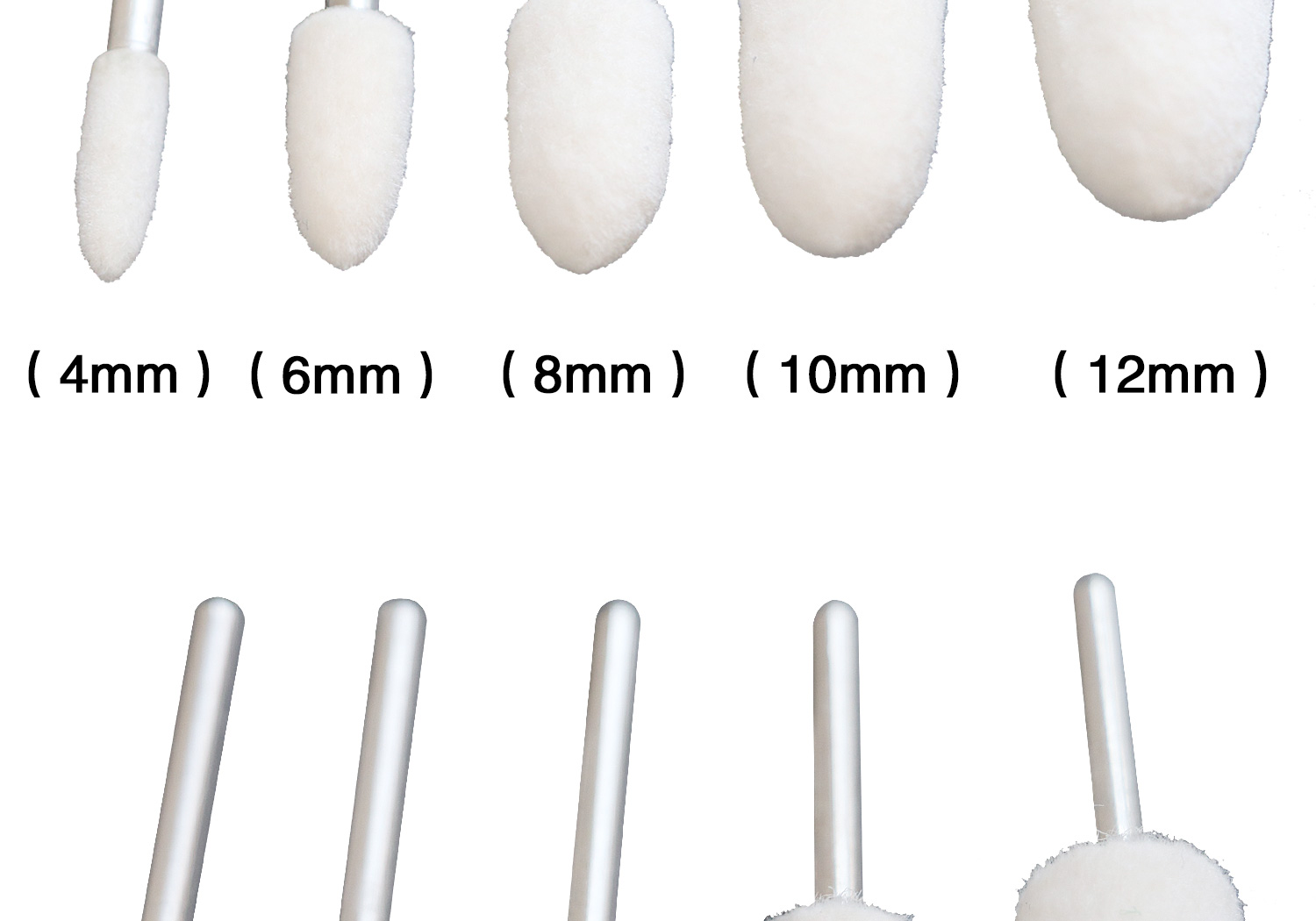 10pcs Wool Grinding Head Round Cylindrical Bullet Type Polishing 2.35mm