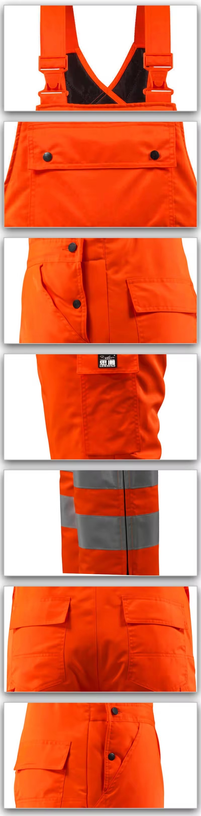 Multiple Pockets Function Bib Pants Overalls Man Orange Pants Trousers Mechanic Overall