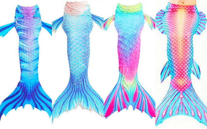 Beauty Flower Fin Swimmable Mermaid Tails For Girls , High Elasticity Fabric Mermaid Tail