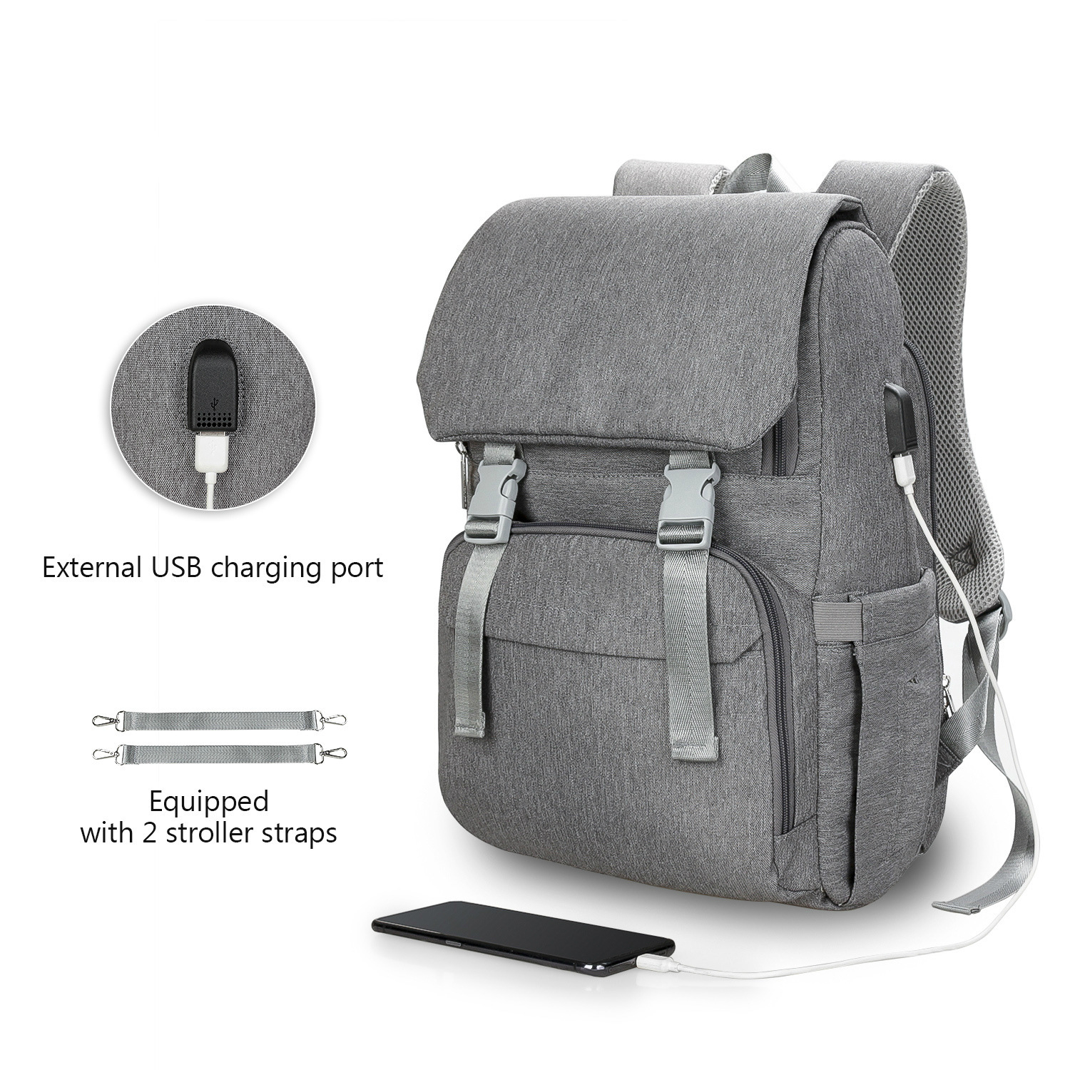 Waterproof Mommy Diaper Bag Large Capacity Backpack Organizer Multifunction Baby Bags With Stroller Strap For Mom&Dad