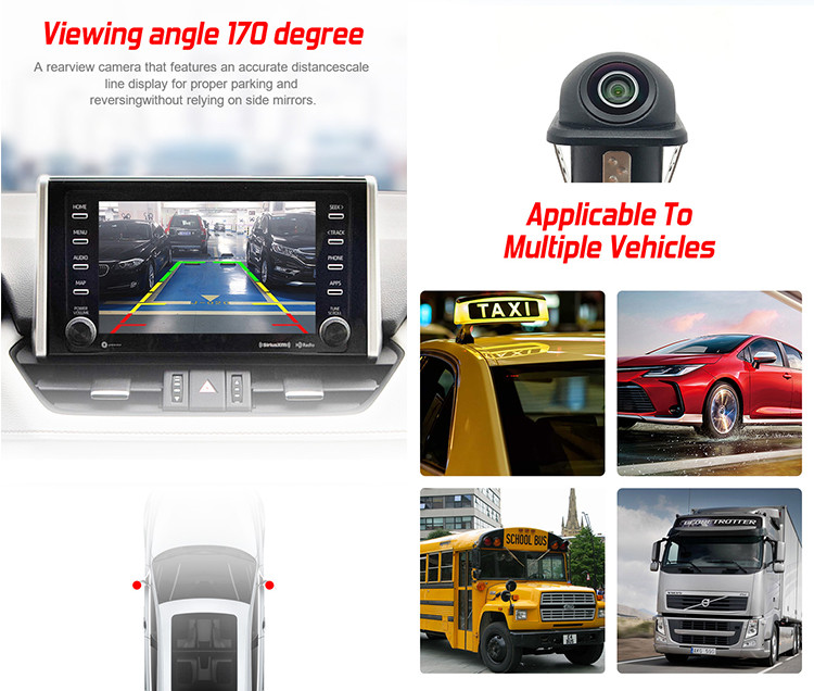 AHD 720P Car Reversing Aid Camera With 170 Degree Fisheye Lens Support Night Vision