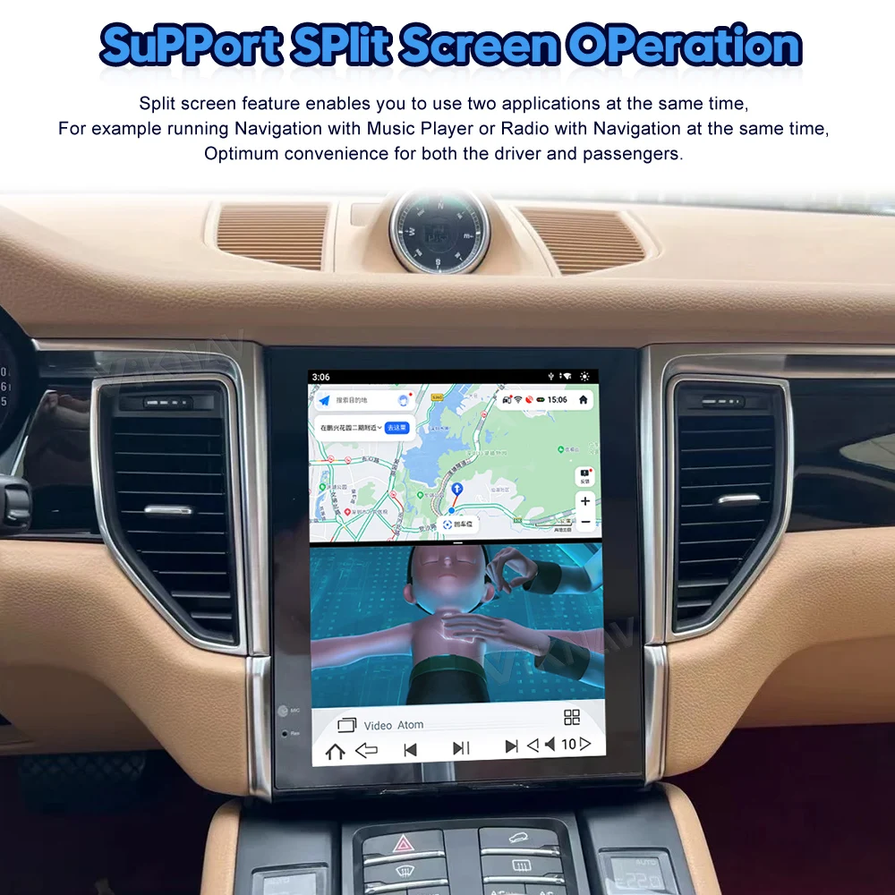 Viknav Car Radio For Porsche Macan (2010-2015) 10.4 inch Auto Vertical Screen Carplay GPS Navigation Multimedia Player