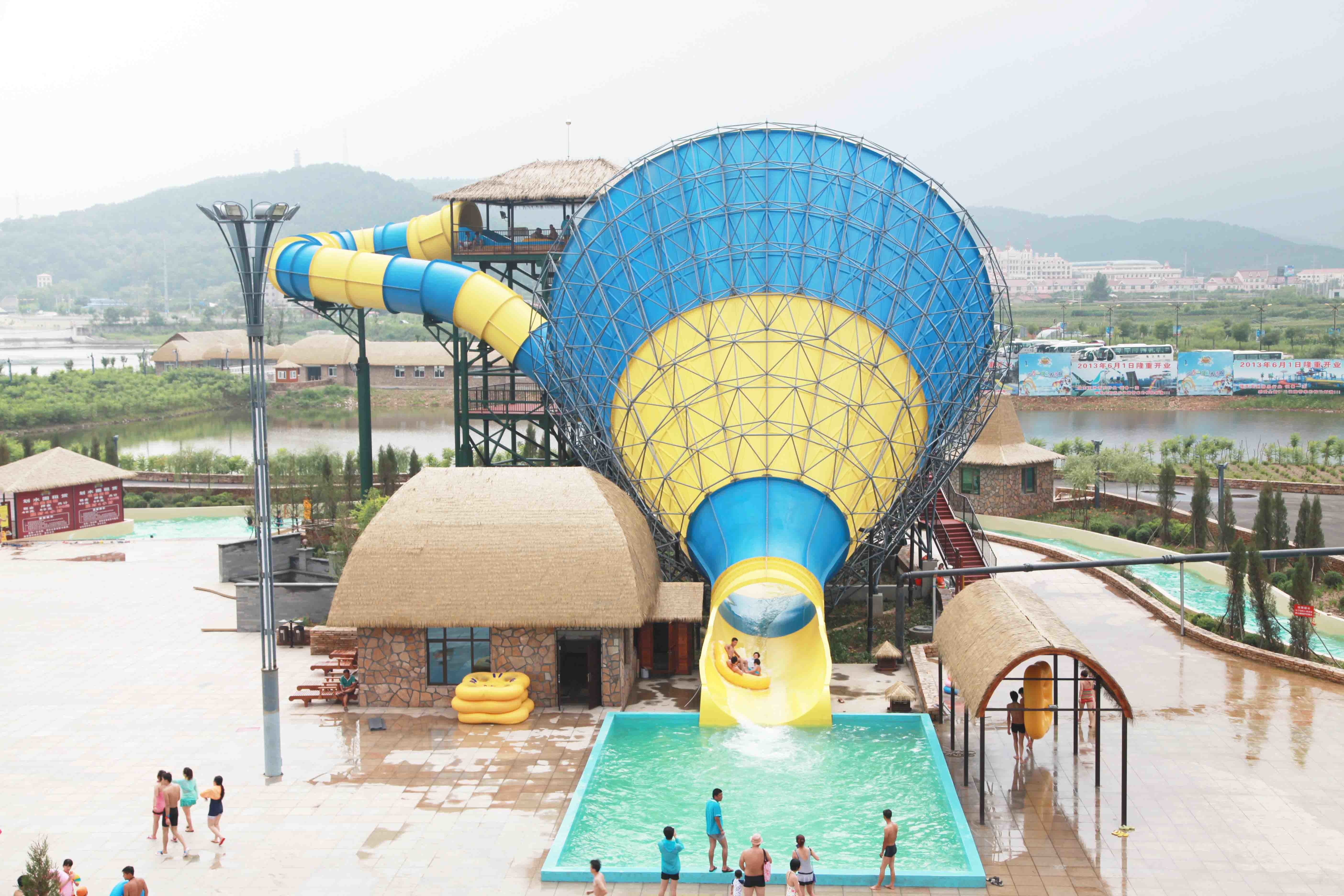 Adult Fiberglass Water Slides 16m Height 4 Persons / Time 42*60m Floor Space for Water Park