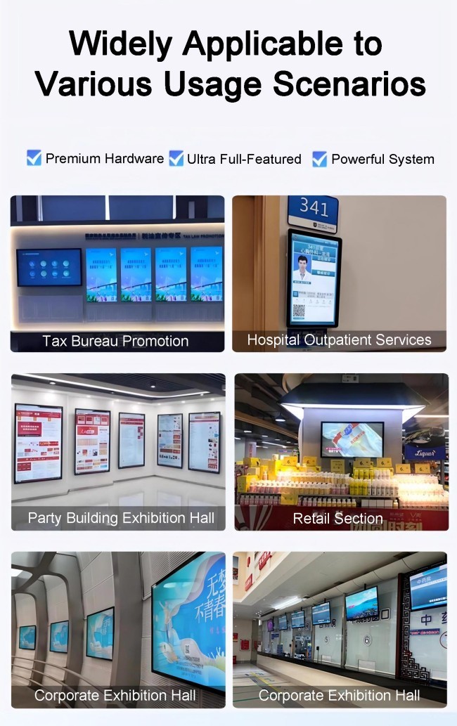 4K Ultra HD Resolution Indoor Wall Mounted Kiosk LCD Signage Equipment with Writing Method Touch Screen