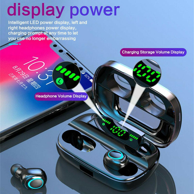 3500mAh Wireless Bluetooth Earphone Touch LED 5.0 HIFI Noise Cancelling