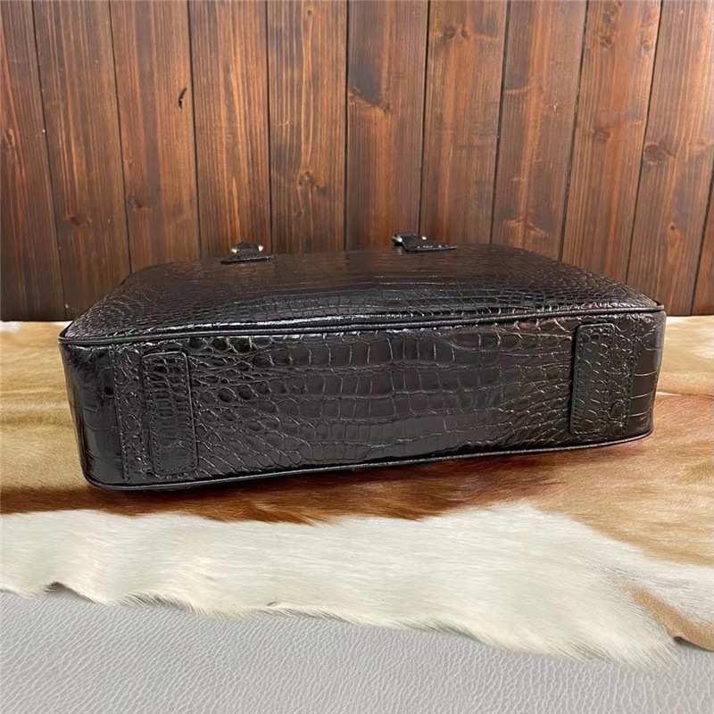 Authentic Crocodile Skin Key Lock Zipper Closure Businessmen Laptop Briefcase Genuine Alligator Leather Male Large Totes