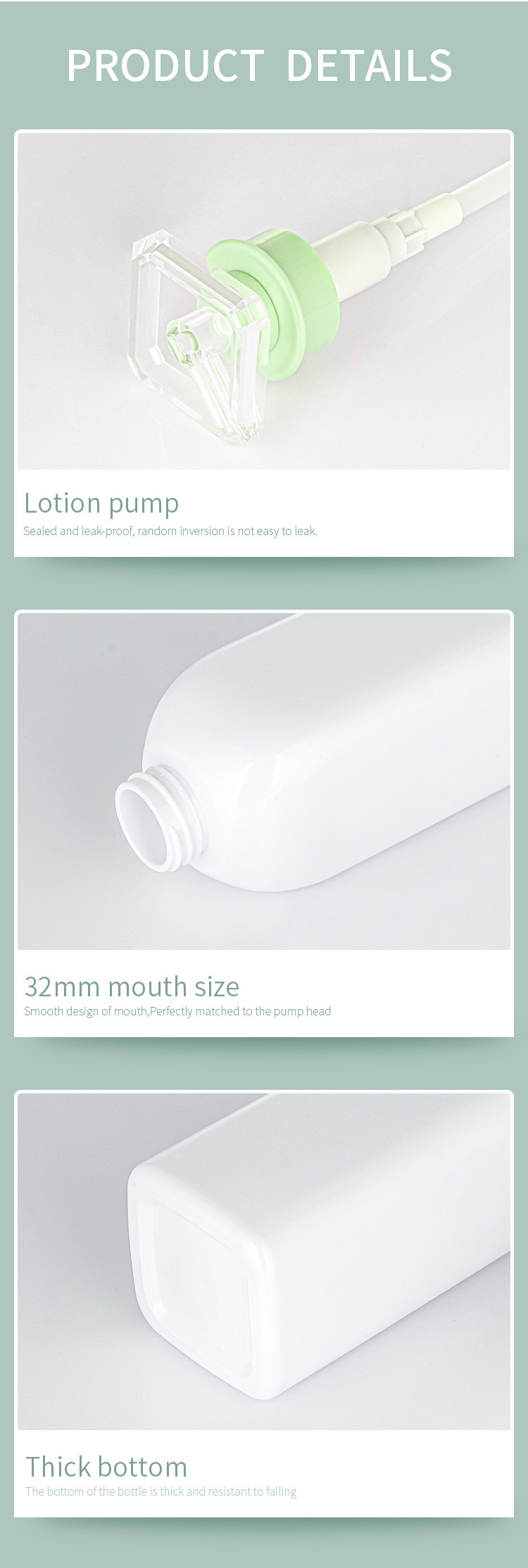 Refillable Custom 300ml 500ml 700ml Green Hair Extension Plastic Body Wash Lotion Shower Gel Bottle
