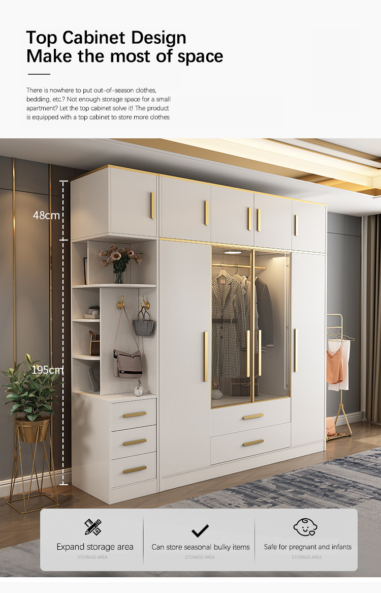 Multispace Bedroom Storage Wardrobe With Mirror Hinged Door