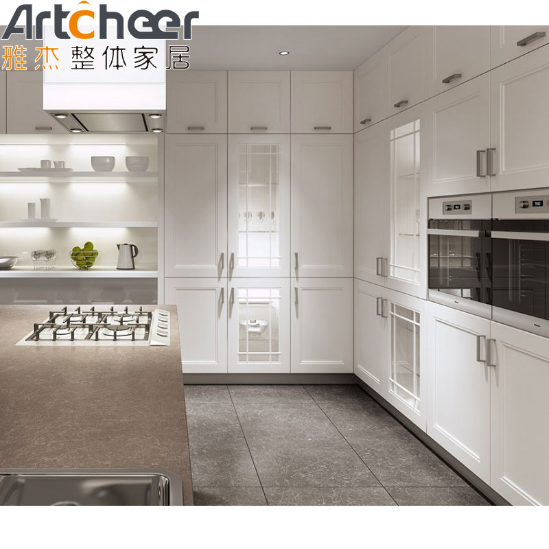 RTA or Customized Size Solid Wood White Modular Kitchen Cabinet Set Shaker Design