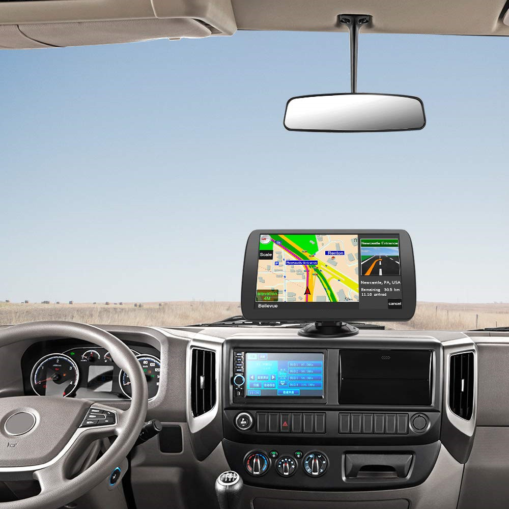 Black 9 Inch RoHS FCC Truck Dash Cam GPS Navigation Touch Screen