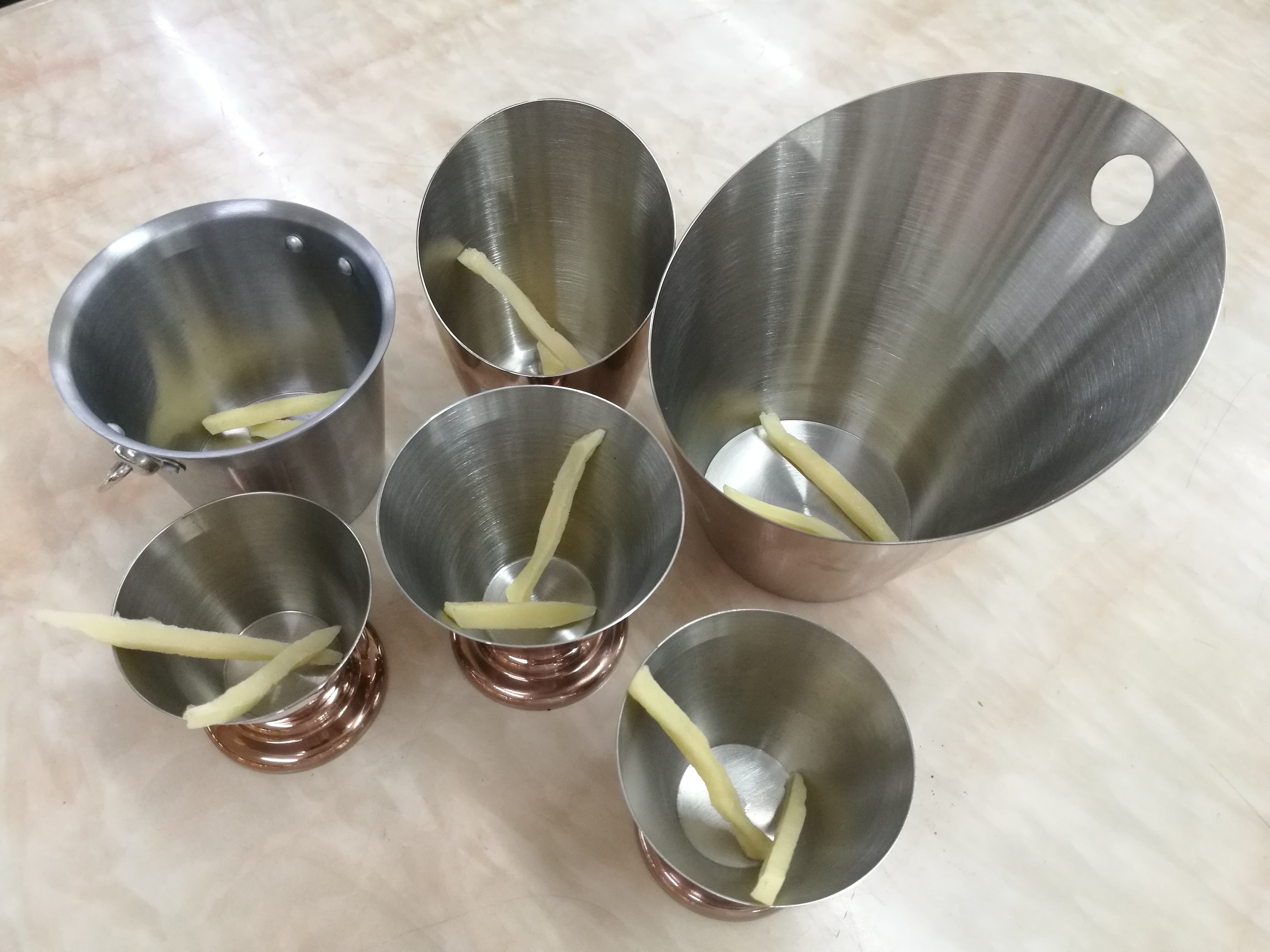 Rose - gold Color Stainless Steel Chips Cup / Silver French Fries Bucket Snack Food Container