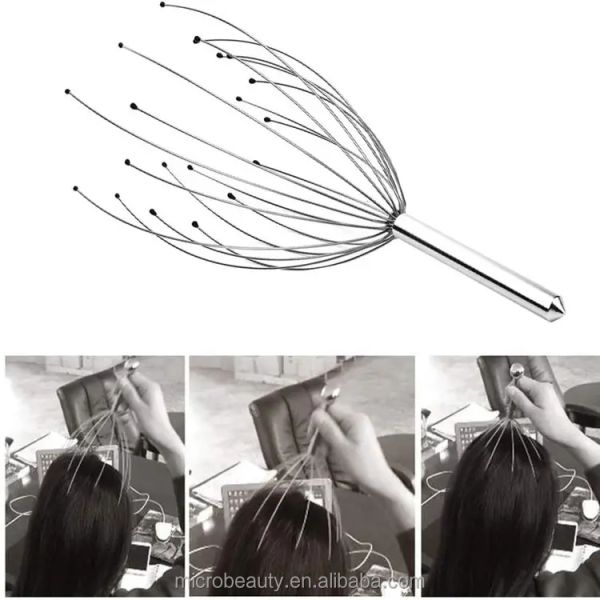 20 Fingers Metal Spider Head Scalp Massager Handheld Hair Scalp Head Massager