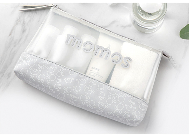 Custom Logo Cartoon Pink PU Leather Easy Carry Cute Cosmetic Bag For Girls