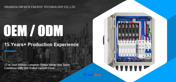 12 in 2out 500vac Longmax Power Meter Box Solar Combiner with 10A Rated Current Fuse