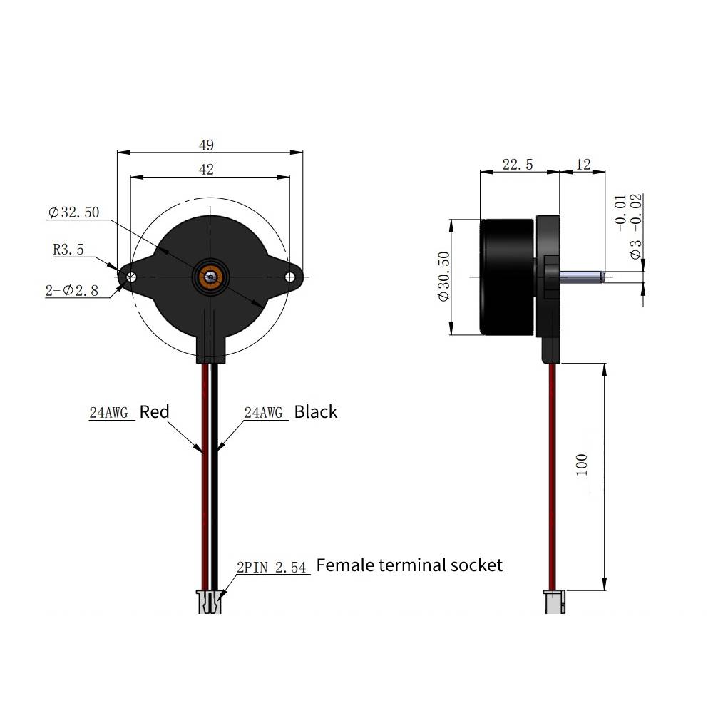 0.5A 12 Volt Brushless Motor Brushless Dc Gear Motor 5W Used For Electric Tool