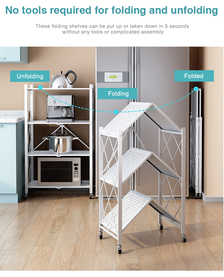 Warehouse Supermarket Collapsible 5 Tier Metal Organizer Rack