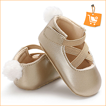 New designed cheap Faux fur soft cotton sole anti-slip prewalker outdoor baby sandals