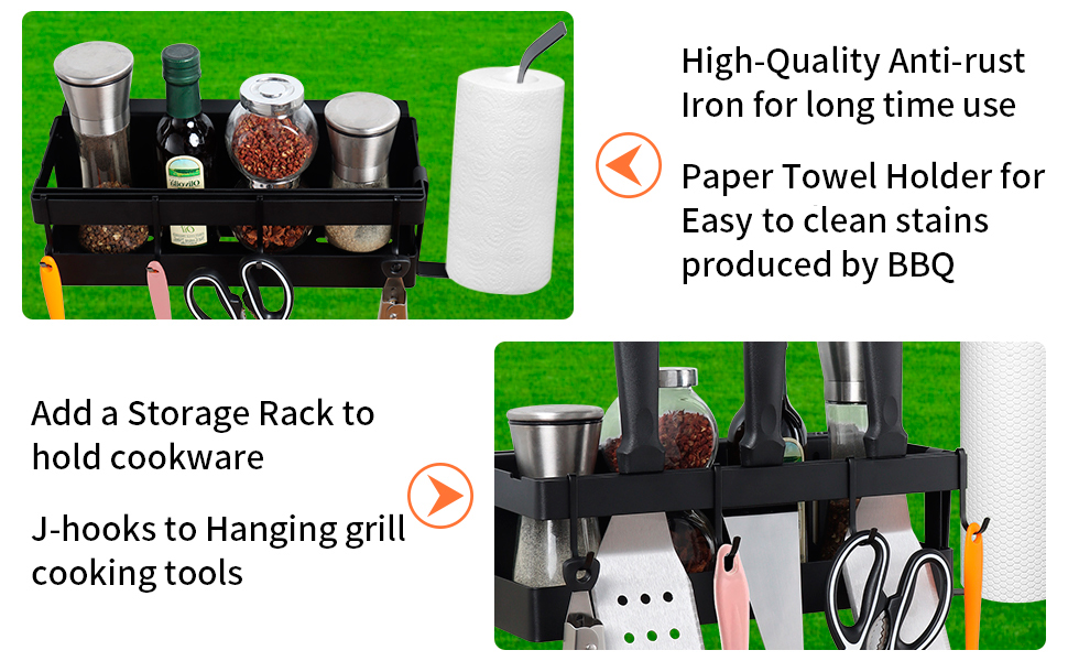 Organize Your BBQ Station with this Non-folding Rack BBQ Caddy and Paper Towel Holder